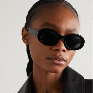 Celine Triomphe Oval Frame Black Acetate Sunglasses